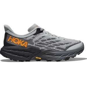 HOKA SPEEDGAT 5 Gray and Black Trail Shoes with Orange Logo: Size 10, Price $140